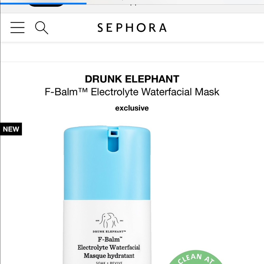 DRUNK ELEPHANT  ELECTROLYTE WATERFACIAL MASQUE NIB